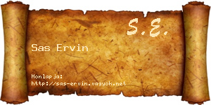 Sas Ervin névjegykártya